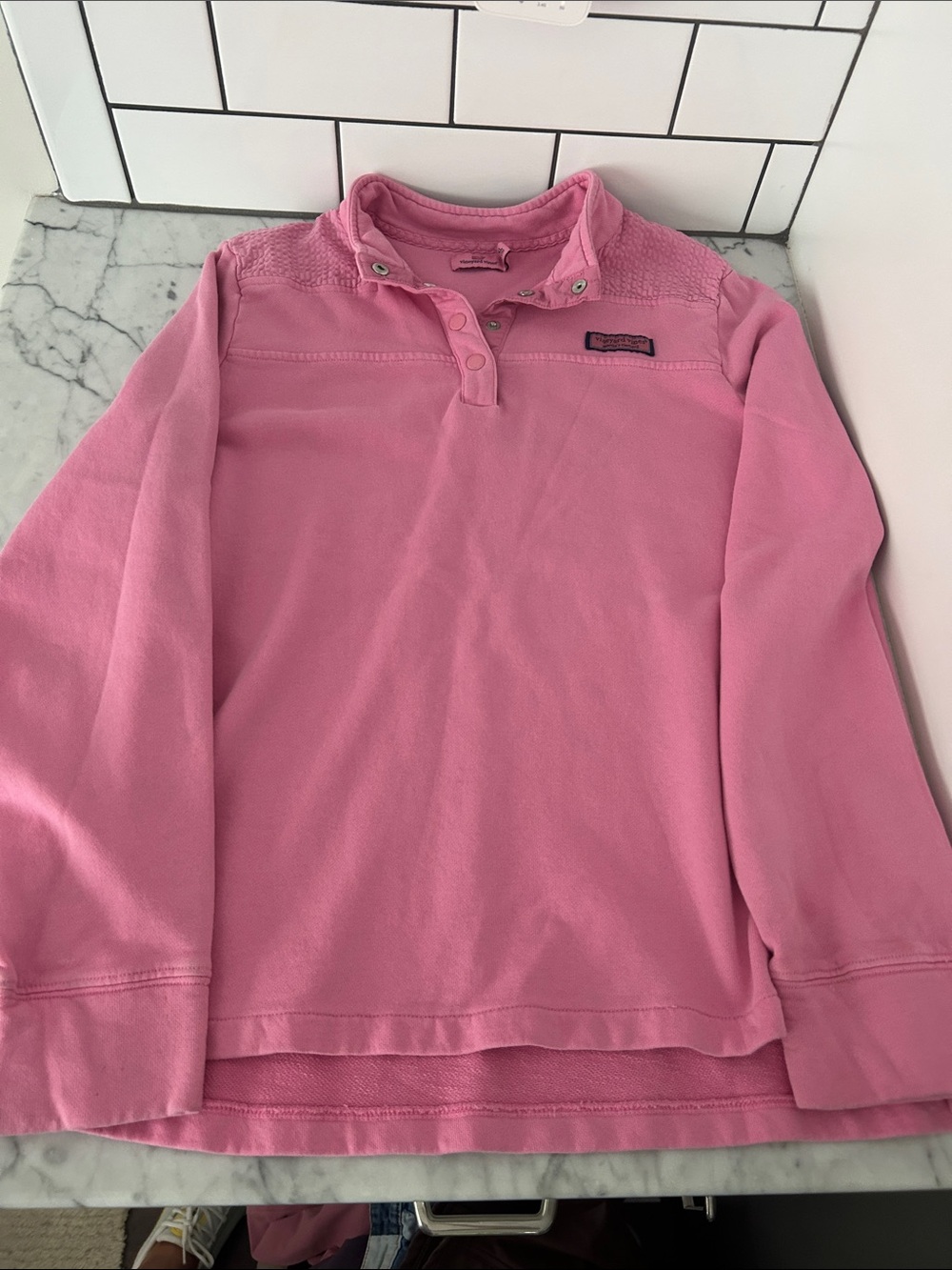 Vineyard Vines Girls' Pink Snap-Button Pullover